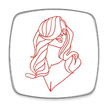 Portrait of a woman in red - Square fridge magnet - white - Front