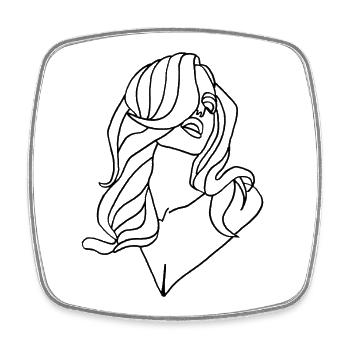 Portrait of a woman in black - Square fridge magnet - white - Front