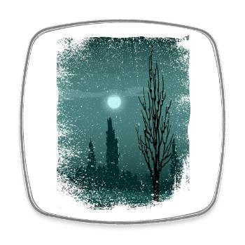 Moon shimmers on trees - Square fridge magnet - white - Front