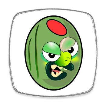 OLIVES VERTES POIVRONS DE DESSIN ANIMÉ - Magnet carré - blanc - Devant