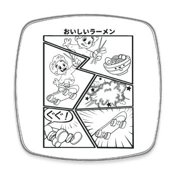 Chasing Ramen Cartoon - Viereckiger Kühlschrankmagnet - Weiß - Vorne
