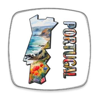 Carte à l’aquarelle Portugal - Magnet carré - blanc - Devant