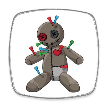 Phasmophobia Voodoo Puppe mit bunte Nadeln - Viereckiger Kühlschrankmagnet - Weiß - Vorne