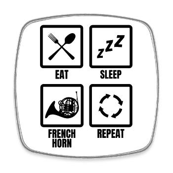 French horn player schedule - Square fridge magnet - white - Front