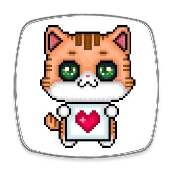 Pixel Loving Kitten - Square fridge magnet - white - Front