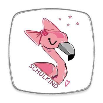 Écolier, Flamant rose - Magnet carré - blanc - Devant