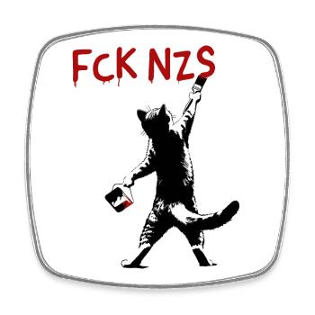 FCK NZS Cat Against Racism Street Art Style - Square fridge magnet - white - Front