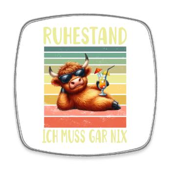Ruhestand Rentner Schottisches Hochlandrind - Viereckiger Kühlschrankmagnet - Weiß - Vorne