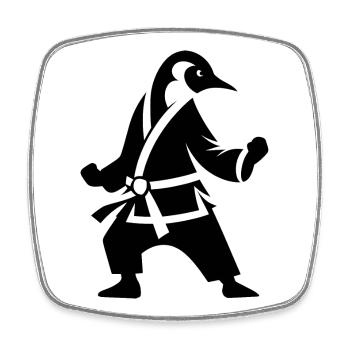 Pingouin Karaté Arts Martiaux Silhouette Minimaliste - Magnet carré - blanc - Devant