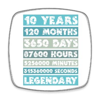 10 Years - Anniversary, Company, Birthday, Wedding - Square fridge magnet - white - Front