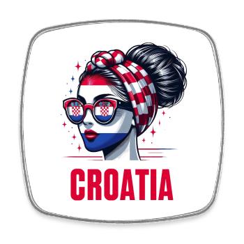 Stylisches Kroatien Girl: Retro Chic mit modernem Twist - Viereckiger Kühlschrankmagnet - Weiß - Vorne