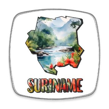 Watercolor Map of Suriname - Square fridge magnet - white - Front