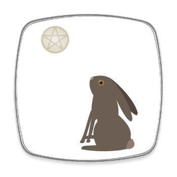 Magical Wiccan Hare and Pentacle Moon - Square fridge magnet - white - Front