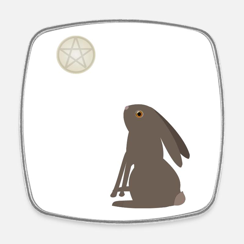 Magical Wiccan Hare and Pentacle Moon - Square fridge magnet - white
