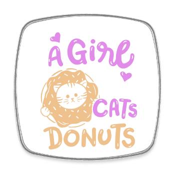 Donut- und Katzenliebhaber - Viereckiger Kühlschrankmagnet - Weiß - Vorne