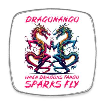 Dragonango: Wenn Drachen Tango tanzen, fliegen die Funken! - Viereckiger Kühlschrankmagnet - Weiß - Vorne
