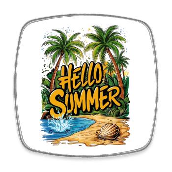 Summer tropical beach scene - Square fridge magnet - white - Front