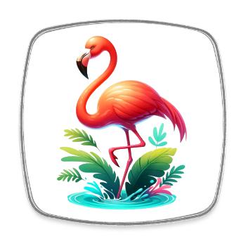 Flamingo - Square fridge magnet - white - Front