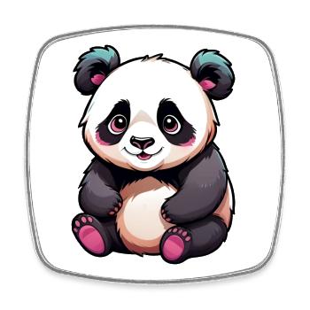 Niedlicher Cartoon Panda Bär - Viereckiger Kühlschrankmagnet - Weiß - Vorne