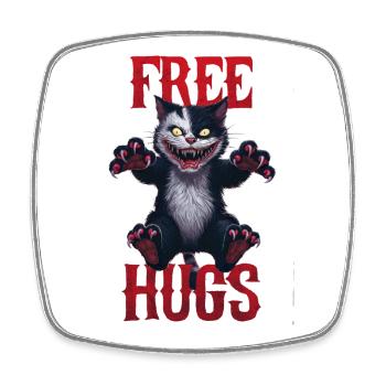 Lustige Umarmungen kostenlos Horror Dark Cat Humor - Viereckiger Kühlschrankmagnet - Weiß - Vorne
