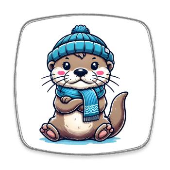 Loutre mignonne - Magnet carré - blanc - Devant