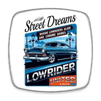 Lowrider Auto - Viereckiger Kühlschrankmagnet - Weiß - Vorne