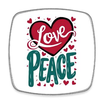 Liebe und Frieden Herz Design - Viereckiger Kühlschrankmagnet - Weiß - Vorne