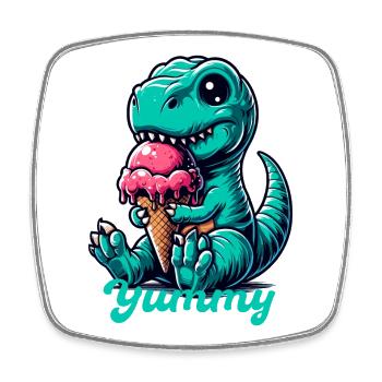 Cute T-Rex with Ice Dinosaur Gift - Square fridge magnet - white - Front