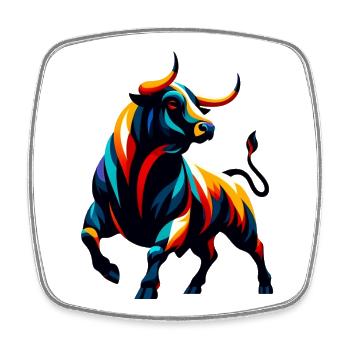 Stier - Viereckiger Kühlschrankmagnet - Weiß - Vorne