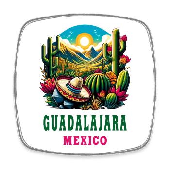 Guadalajara Mexiko Kaktus Design - Viereckiger Kühlschrankmagnet - Weiß - Vorne