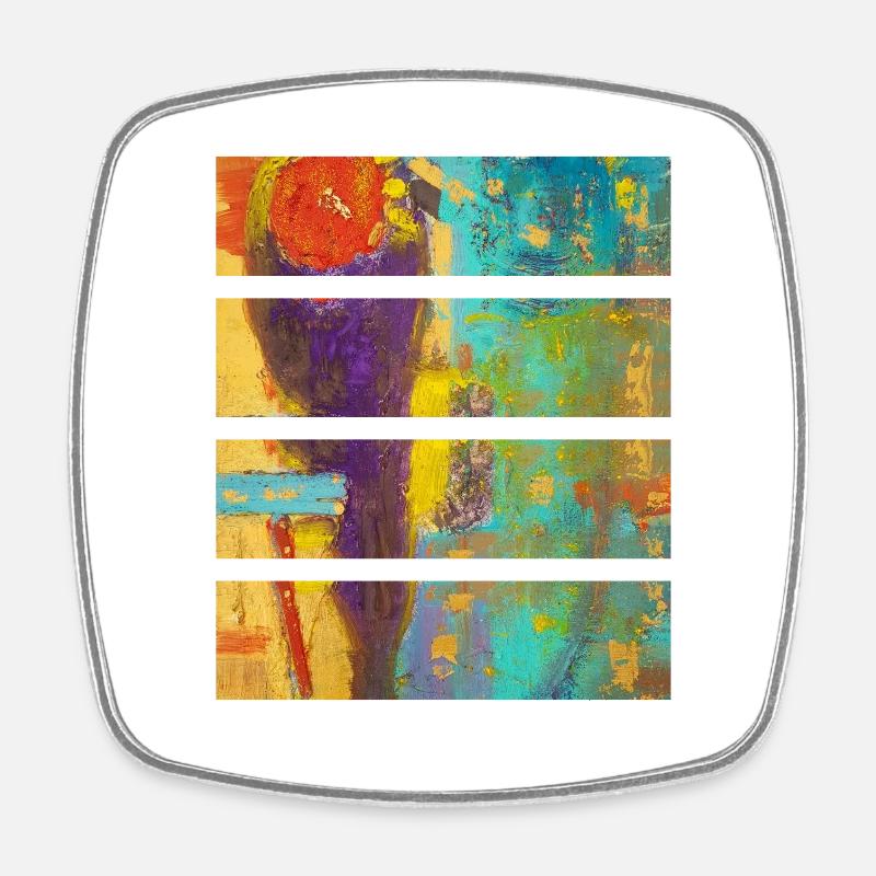 Composition florale abstraite vibrante - Magnet carré - blanc