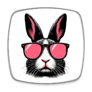 Lapin avec des lunettes de soleil - Magnet carré - blanc - Devant