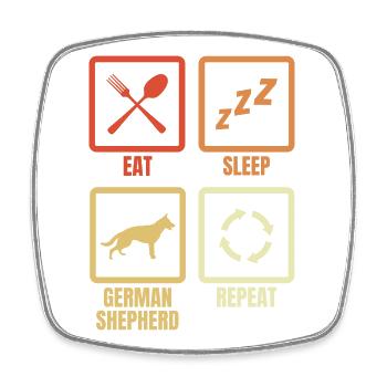 Essen Schlafen Schäferhund Wiederholen - Viereckiger Kühlschrankmagnet - Weiß - Vorne
