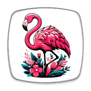 Flamant - Magnet carré - blanc - Devant