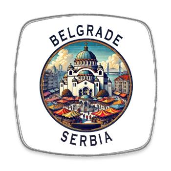 Belgrade, Serbie, Beograd Design - Magnet carré - blanc - Devant