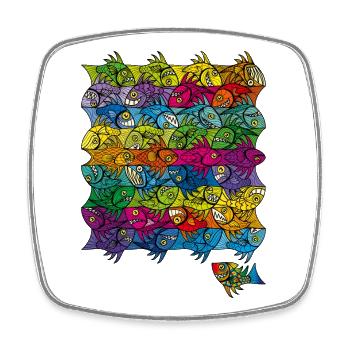 Fisch-Tessellations-Ambigramm Escher Style XXV - Viereckiger Kühlschrankmagnet - Weiß - Vorne