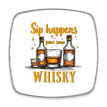SIP HAPPENS, POUR SOME WHISKY, WHISKEY - Square fridge magnet - white - Front