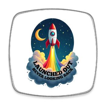 Launched Out - Never Looking Back, Gay Getting Out - Viereckiger Kühlschrankmagnet - Weiß - Vorne