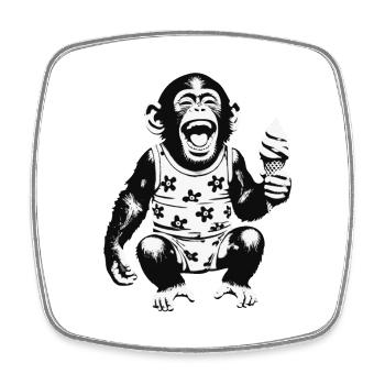 Singe rieur avec de la glace - Magnet carré - blanc - Devant