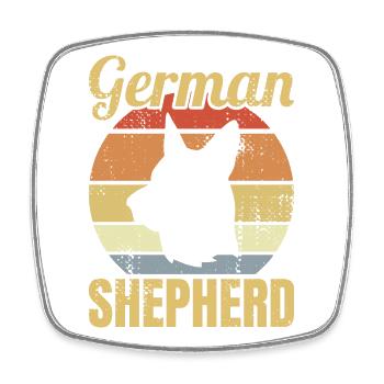 Retro Schäferhund - Viereckiger Kühlschrankmagnet - Weiß - Vorne