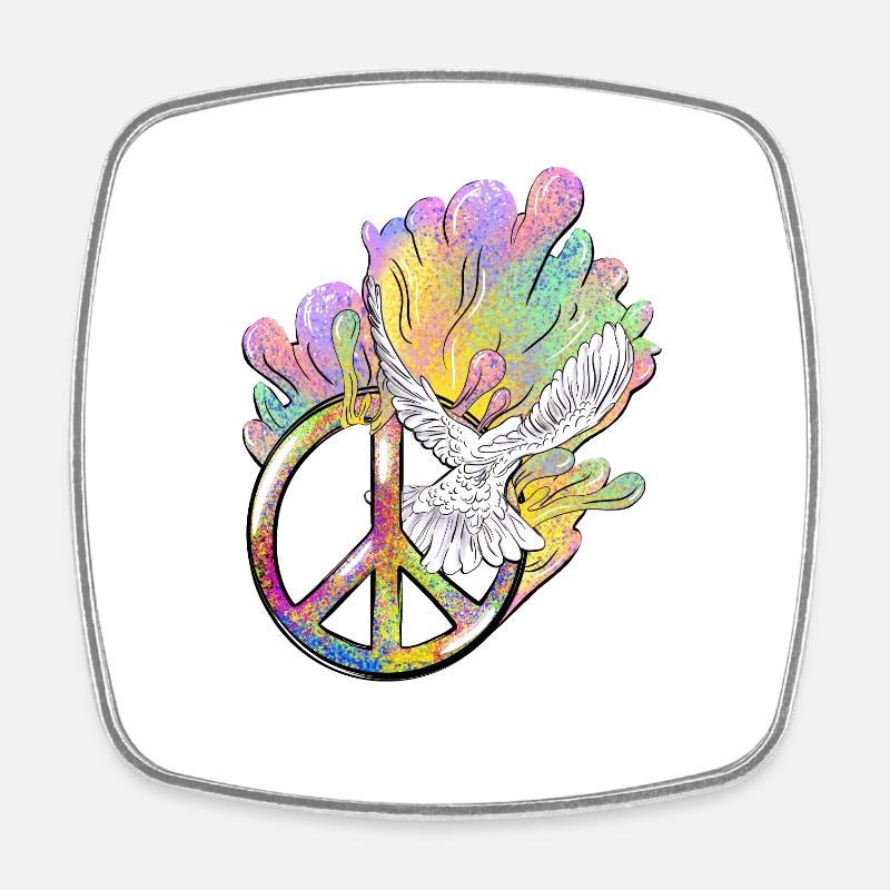Peace is Colorful - Square fridge magnet - white