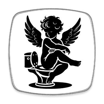 Humorvoller Engel:Himmlischer Spaß für Zuhause - Viereckiger Kühlschrankmagnet - Weiß - Vorne