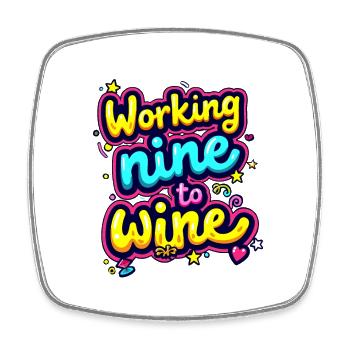 VON NEUN ZUM WEIN - Viereckiger Kühlschrankmagnet - Weiß - Vorne