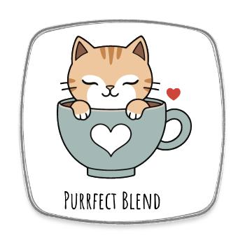 L’amour des chats dans une tasse à thé - Magnet carré - blanc - Devant