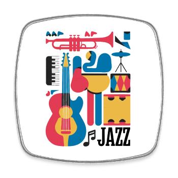 Fröhliche Musiknoten und Instrumente Illustration - Viereckiger Kühlschrankmagnet - Weiß - Vorne
