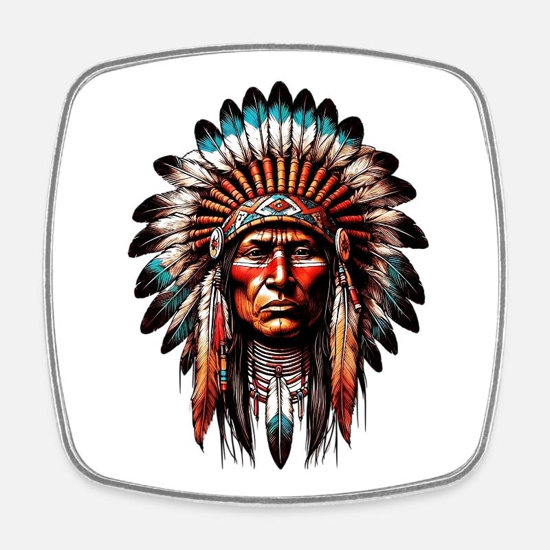 American Indian American - Square fridge magnet - white