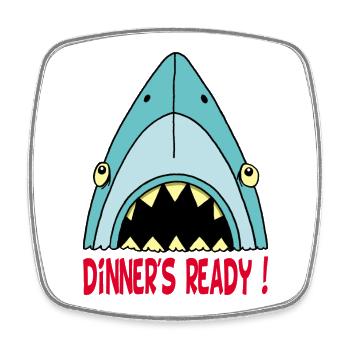 Requin qui a faim - Magnet carré - blanc - Devant