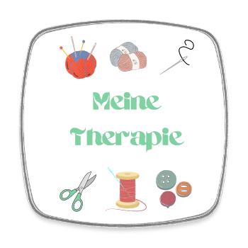 Ma thérapie : crochet et couture - Magnet carré - blanc - Devant