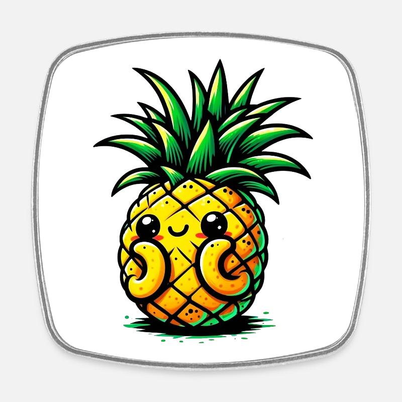 Ananas - Magnet carré - blanc