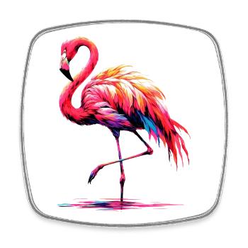 Flamingo - Viereckiger Kühlschrankmagnet - Weiß - Vorne